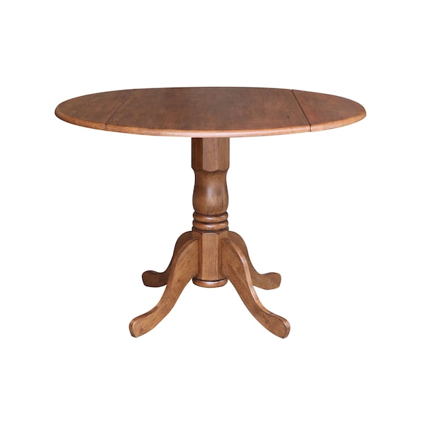 International Concepts Round 42 in Round Dual Drop Leaf Pedestal Table, Distressed Oak, 42 in W, 42 in L, 29.5 in H, Wood T42-42DP - main